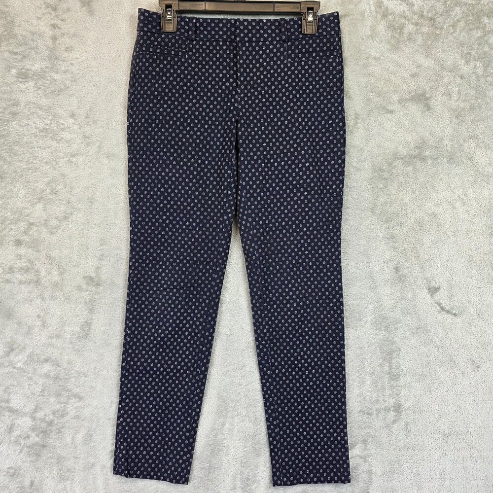 Banana Republic Pants Womens 2 Navy Sloan Floral Print Ankle Skinny Stretch Work
